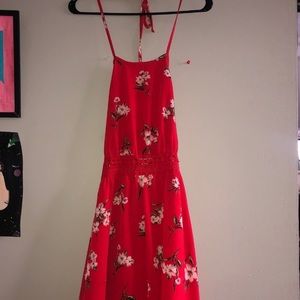 Red floral dress
